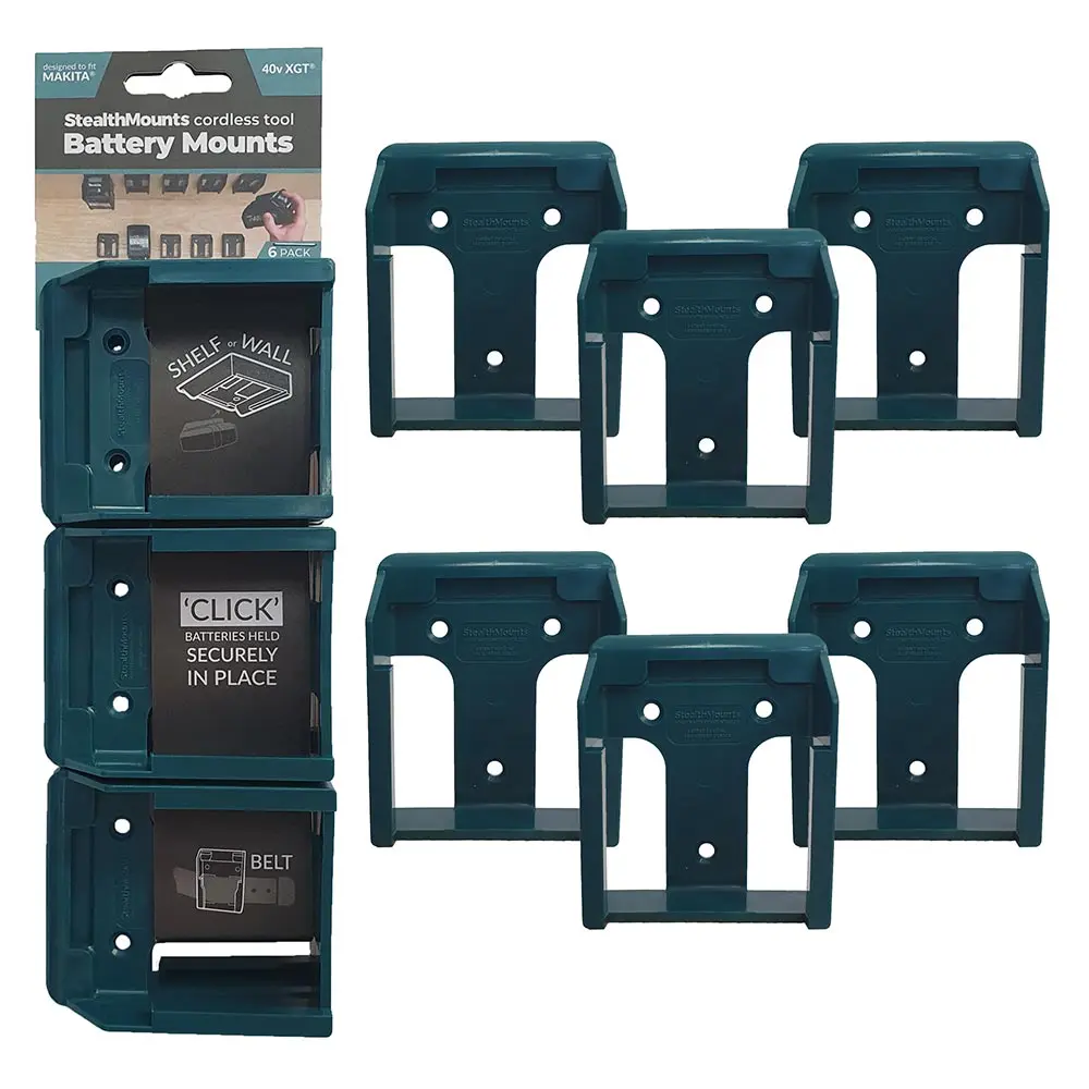 STEALTHMOUNTS Battery Mount Holder for Makita Blue 40V - 6 Pack BM-MK40-BLU-6