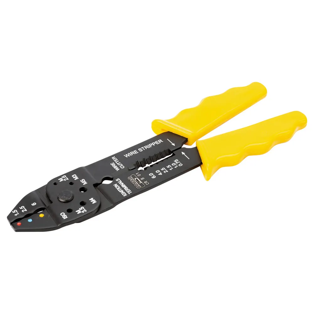 BAHCO 220mm 0.75-6mm Crimping/Cutting/Stripping Pliers with Yellow Handle CR B 01