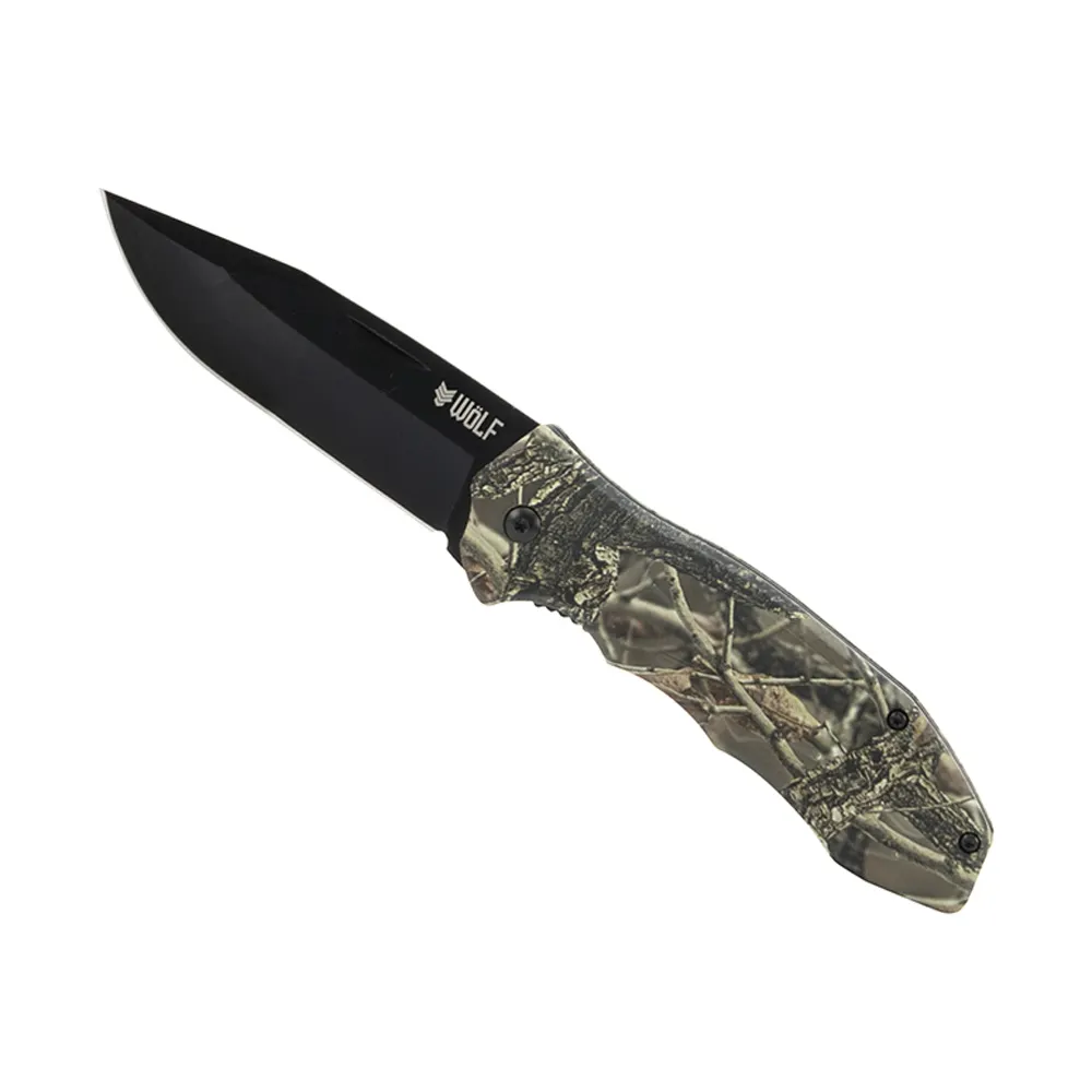 WoLF 95mm Camo Folding Knife S/Steel Blade WKC000