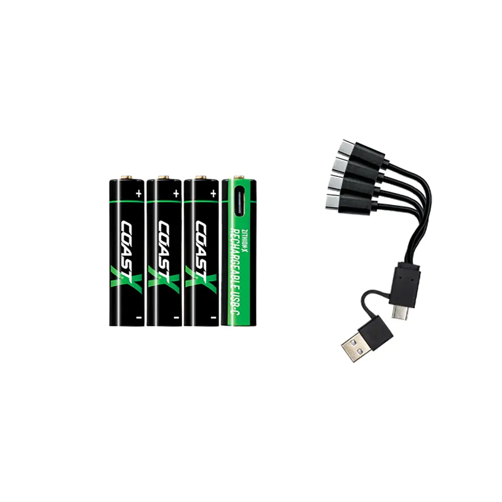 COAST USB-C Charging Rechargeable AAA Batteries - 4 Pack COAZXAAA