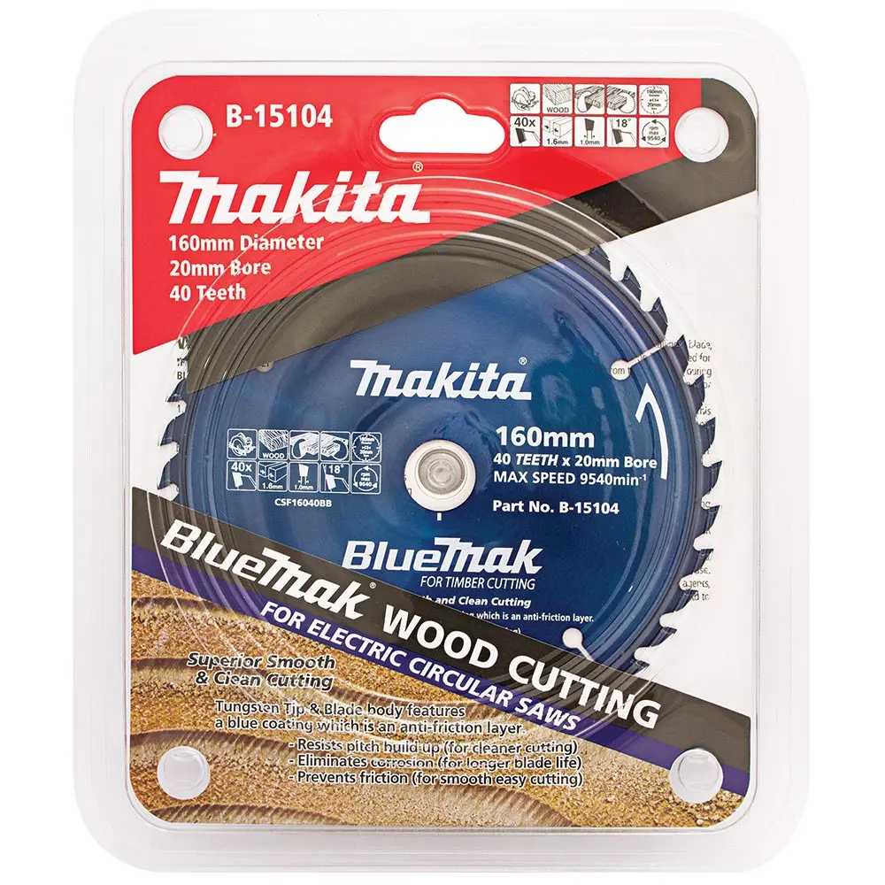 MAKITA 160mm 40T TCT Circular Saw Blade for Wood Cutting - BLUEMAK
