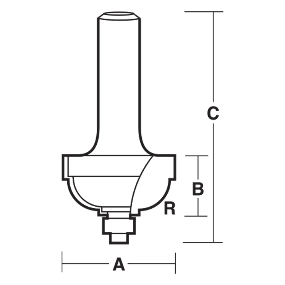 CARBITOOL Router Bit TCT Classical Cove w.Bearing 1/2inch -Radius 1/2inch -Shank TC 716 B 1/2