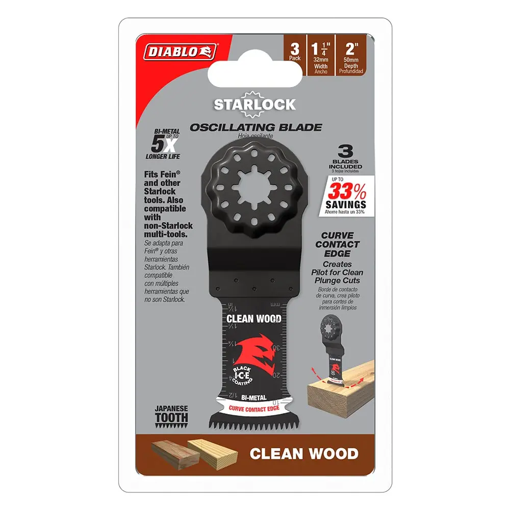 DIABLO 32mm Starlock Bi-Metal Multi-Tool Blades For Clean Wood 3 Piece 2608F02268