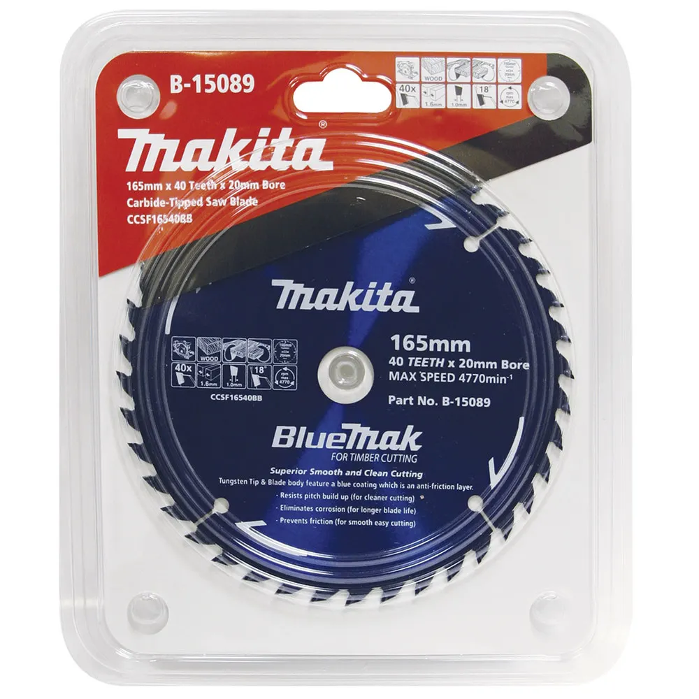 MAKITA 165mm 40T TCT Circular Saw Blade for Wood Cutting - Cordless Saws - BLUEMAK