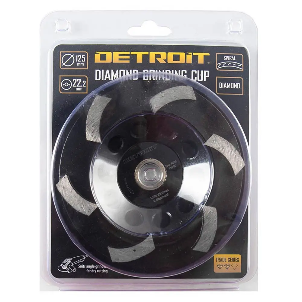 DETROIT 125mm 6-Segment Spiral Diamond Grinding Cup
