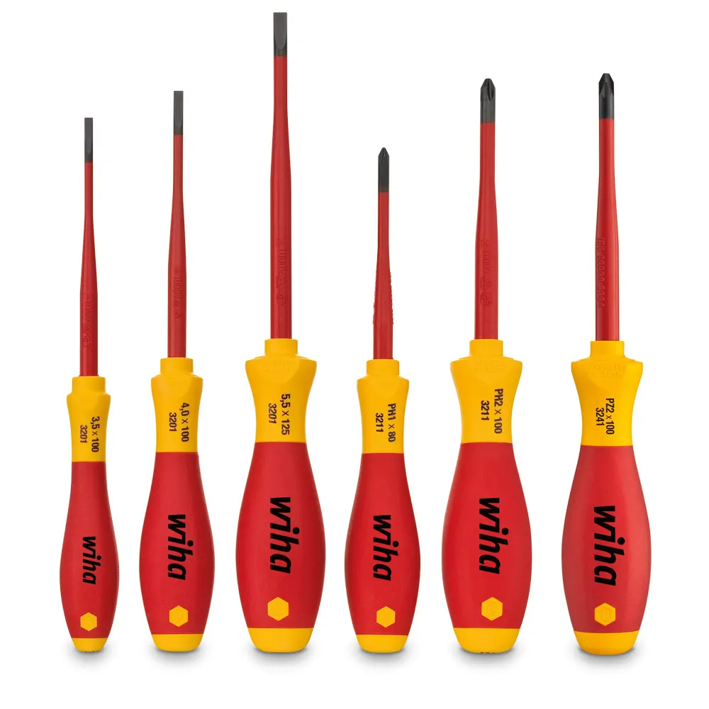 WIHA Exclusive 6 Piece VDE Screwdriver Set Slim Shaft 38362