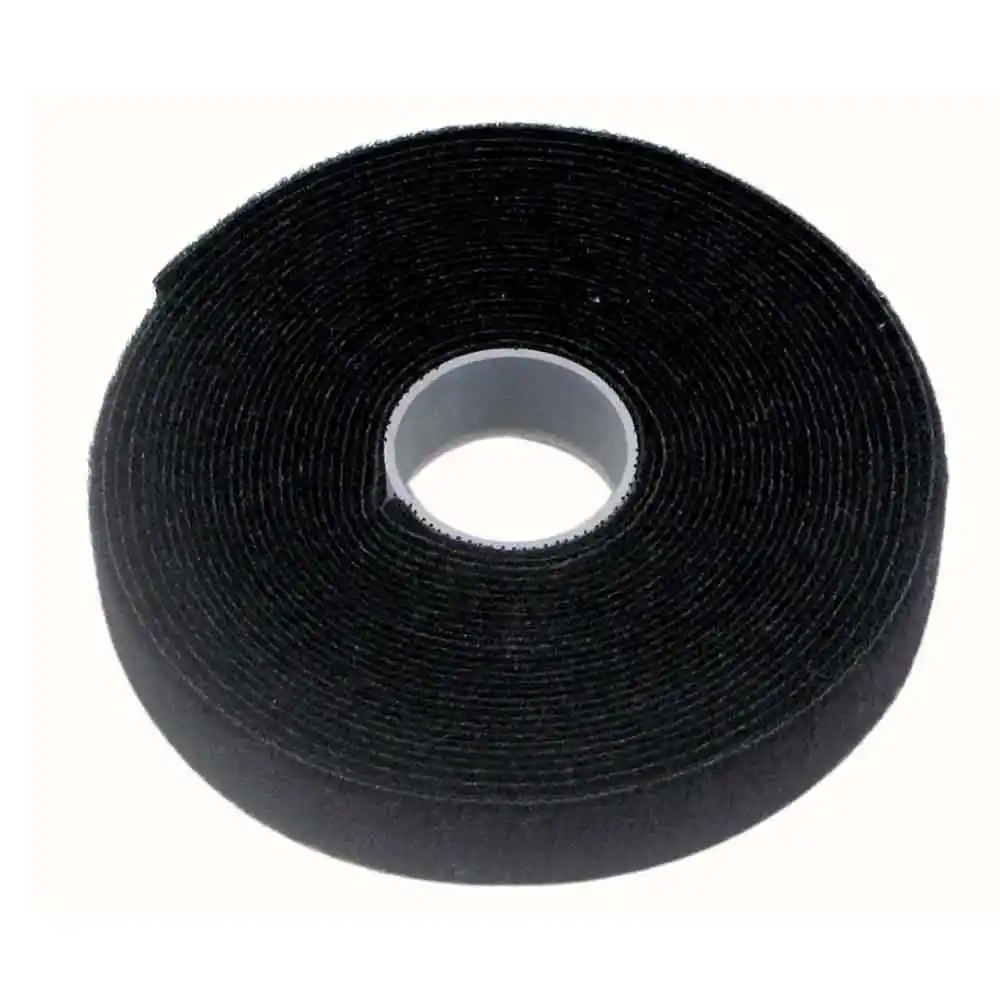 CABAC 25mm x 25M Roll Black Nylon Tape Hook & Loop VT25BK-25M