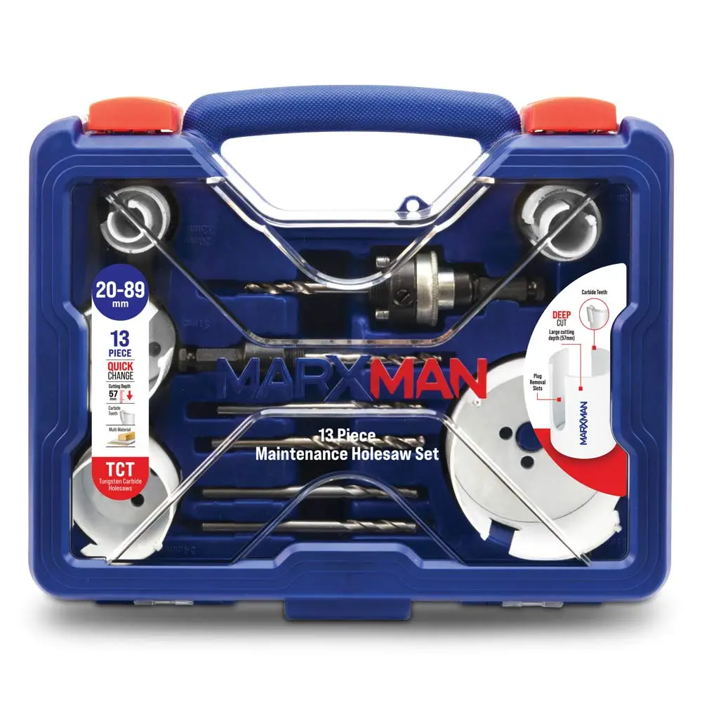 MARXMAN 20-89mm TCT Multipurpose Maintenance Holesaw Set - 13 Piece MHSTCT13PC