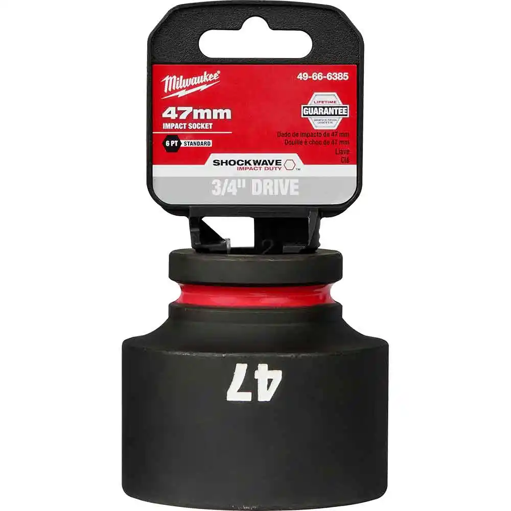 MILWAUKEE SHOCKWAVE 3/4inch Drive 47mm Standard 6 Point Impact Socket 49666385