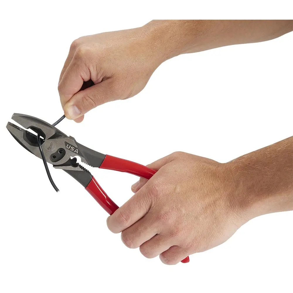 MILWAUKEE 228mm 9Inch USA Made Dipped Grip Linesman Pliers with Crimper MT500C