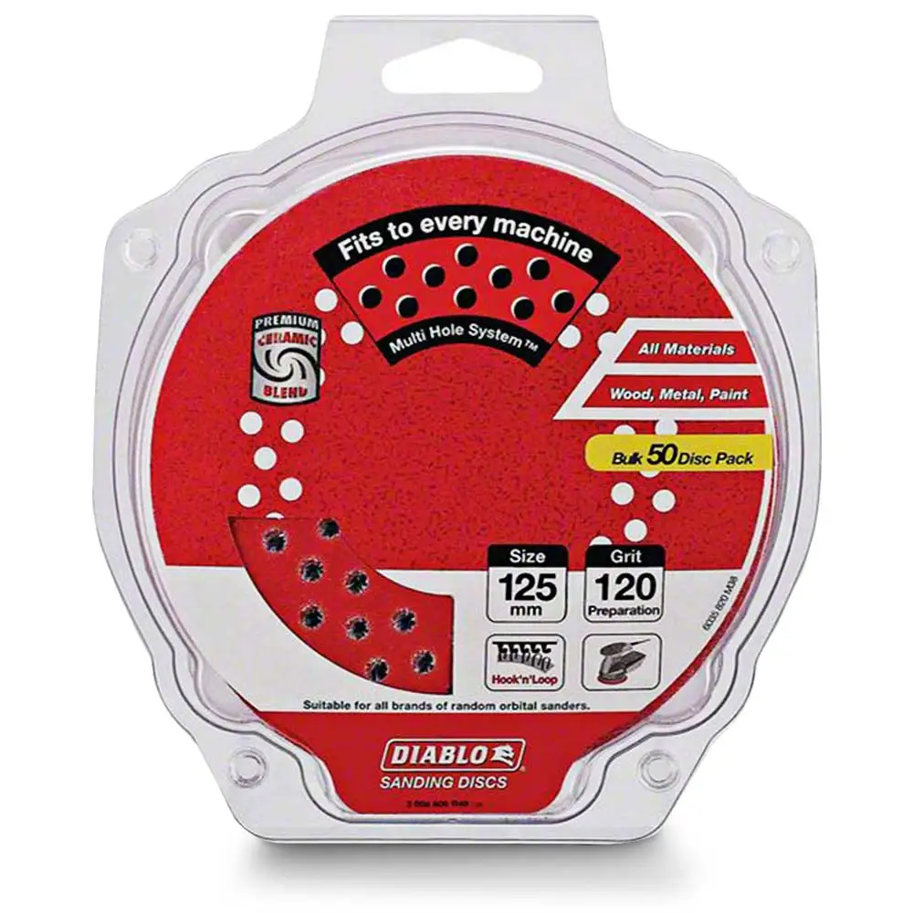 DIABLO 125mm 120-Grit Multi-Hole Hook & Loop Sanding Disc - 50 Piece 2608608R48