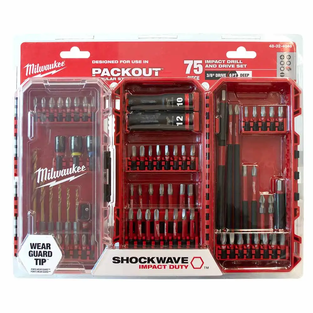 MILWAUKEE SHOCKWAVE Drill, Drive & Fastening Set - 75 Piece 48324048