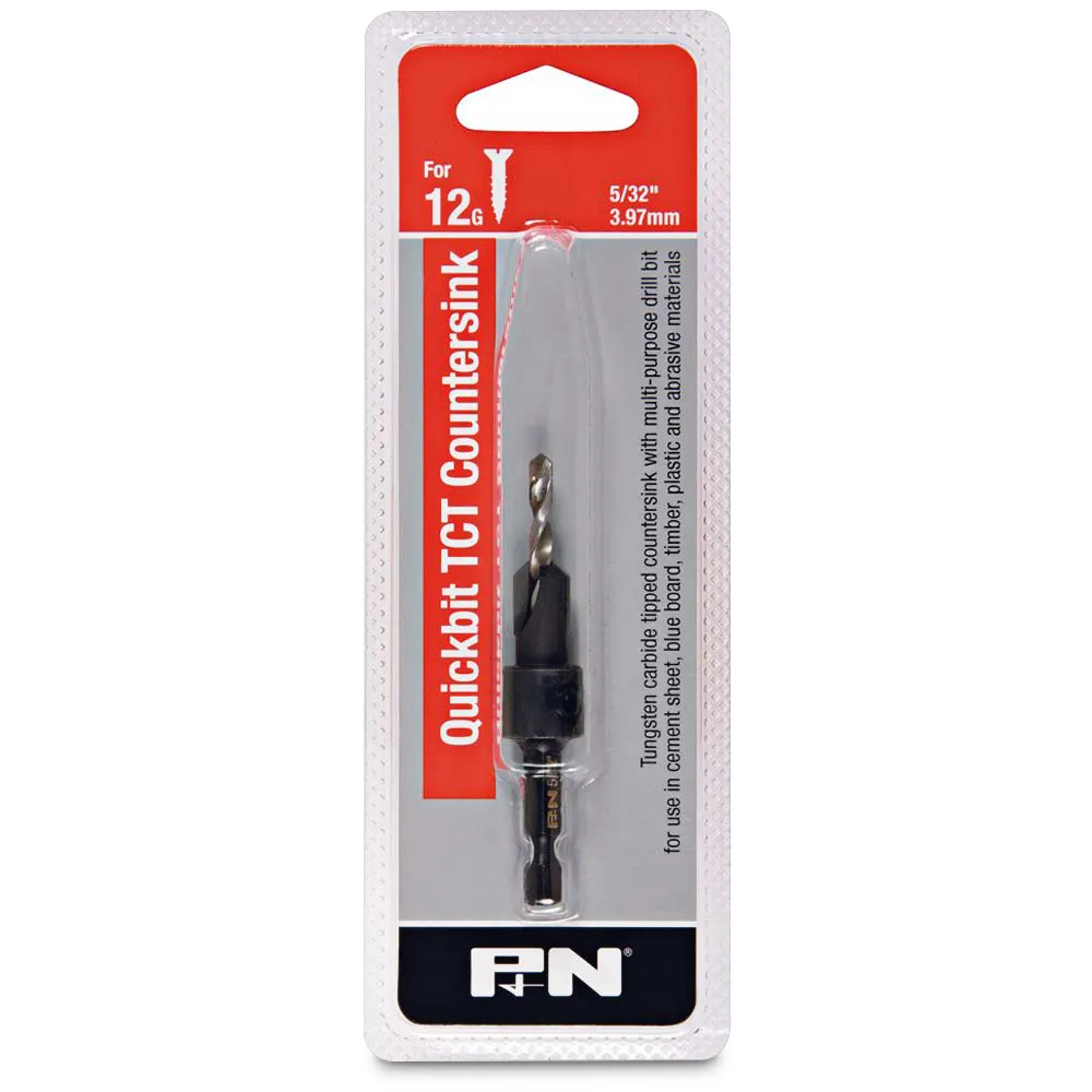 P&N QUICKBITS 5/32inch TCT Drill & Countersink for Wood & Fibre Cement