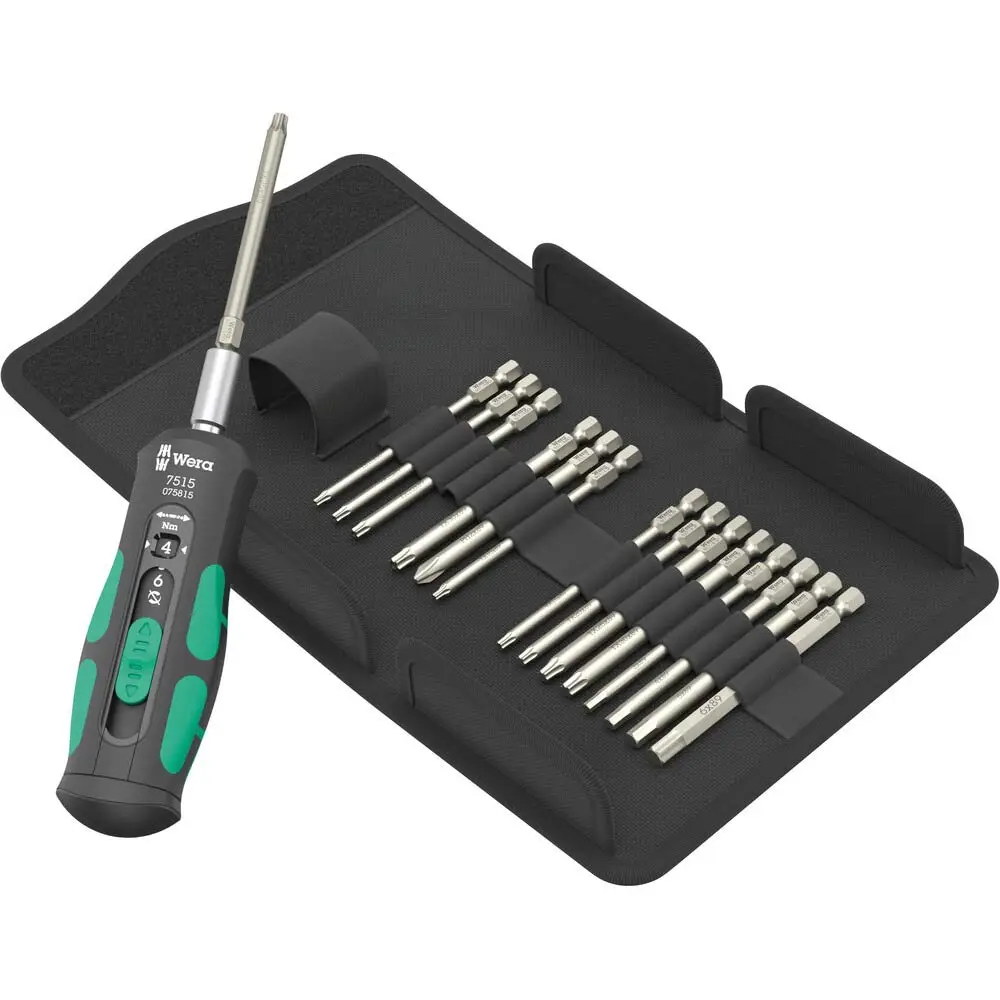 WERA 2-6nm Adjustable With 15 Bits Torque Screwdriver Set - 16 Piece WER075851