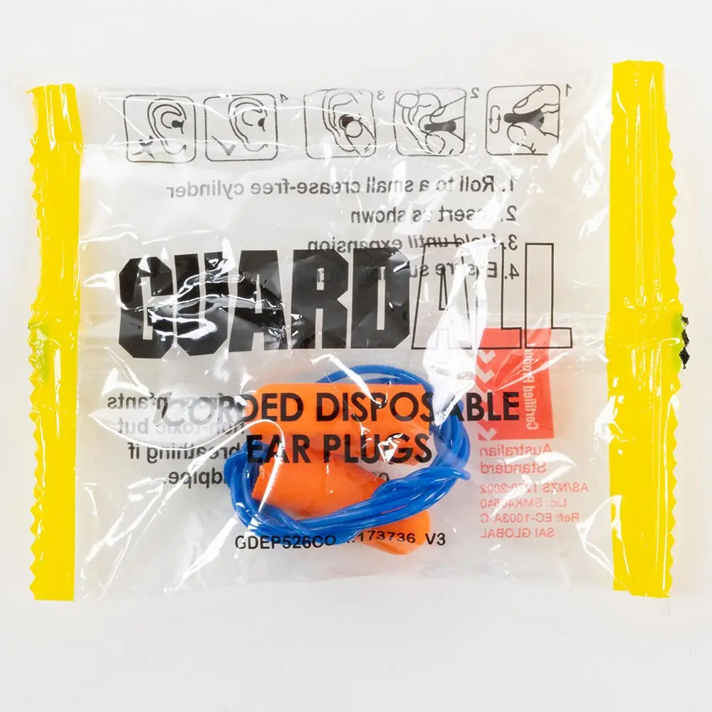 GUARDALL CLASS 5 26DB Corded Disposable Ear Plugs - 100 Pairs GDEP526CO