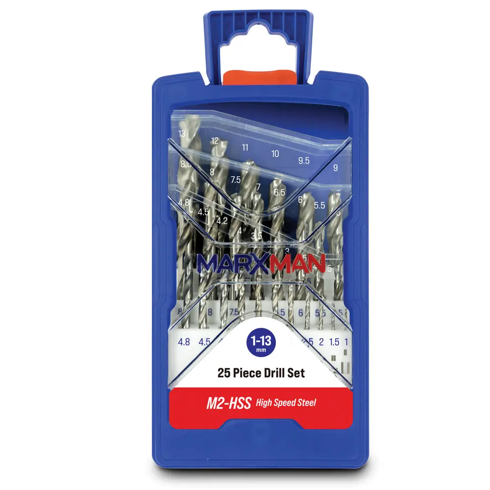 MARXMAN 1-13mm HSS Jobber Drill Bit Set - 25 Piece MHSSSET25PC