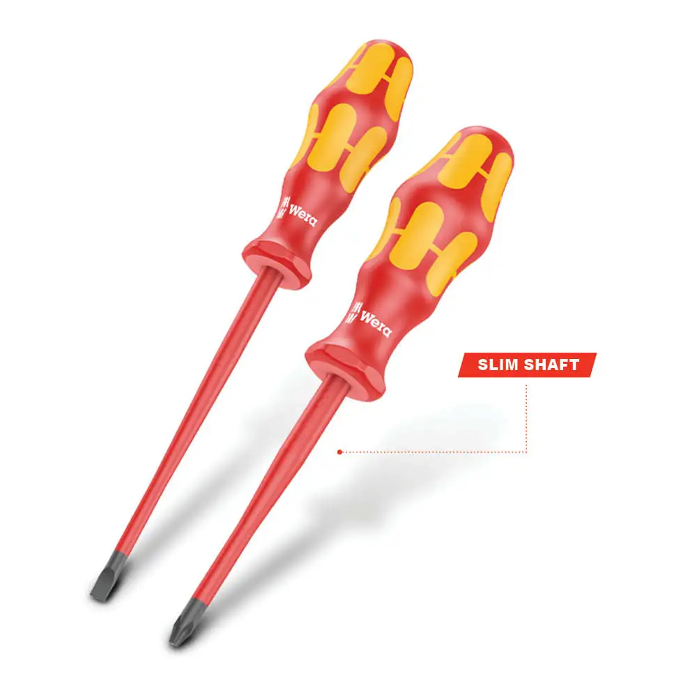 WERA 2 Piece VDE Reduced Blade Screwdriver Set WER136612