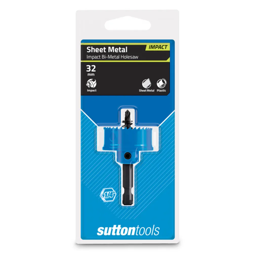 SUTTON 32mm 1/4-Hex Shank Bi-Metal Sheetmetal Holesaw