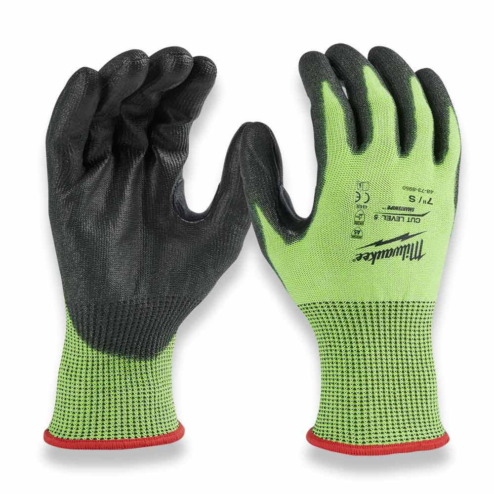 MILWAUKEE High Visibility Cut 5(E) Polyurethane Dipped Gloves 48738950