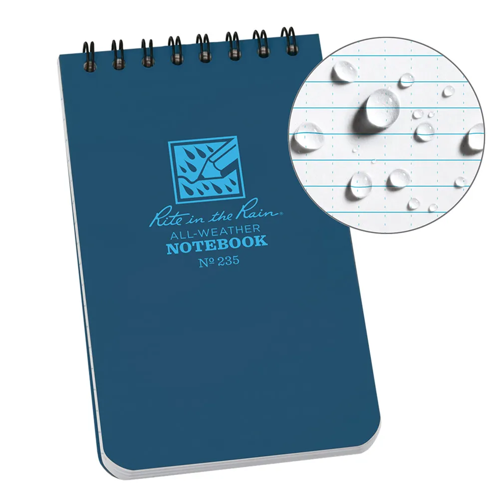 RITE IN THE RAIN Top Spiral 3 x 5 Polydura Notebook - Universal - Blue XR235