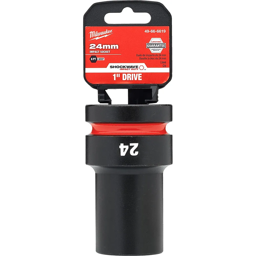 MILWAUKEE SHOCKWAVE 1inch Drive 24mm Deep 6 Point Impact Socket 49666619
