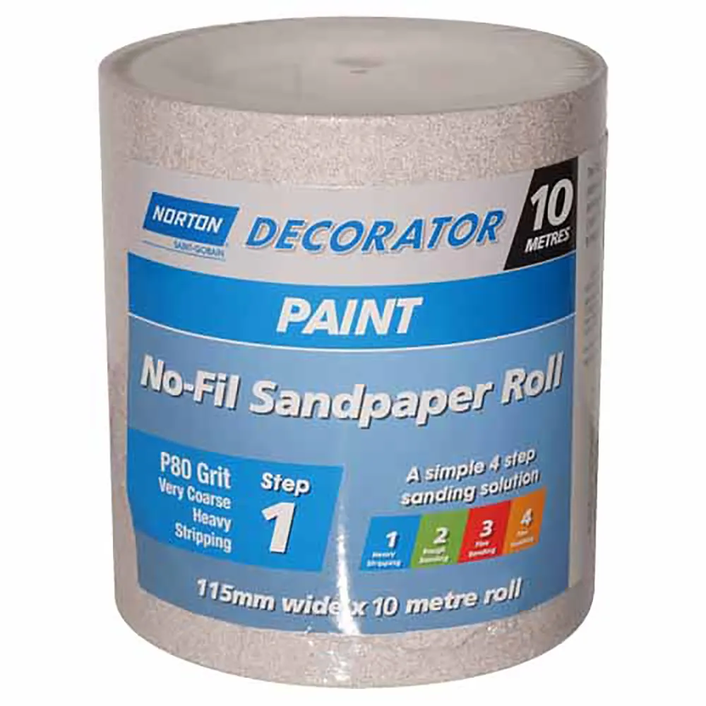 NORTON 115mm x 10m 80-Grit Sanding Roll for Paint - DECORATOR
