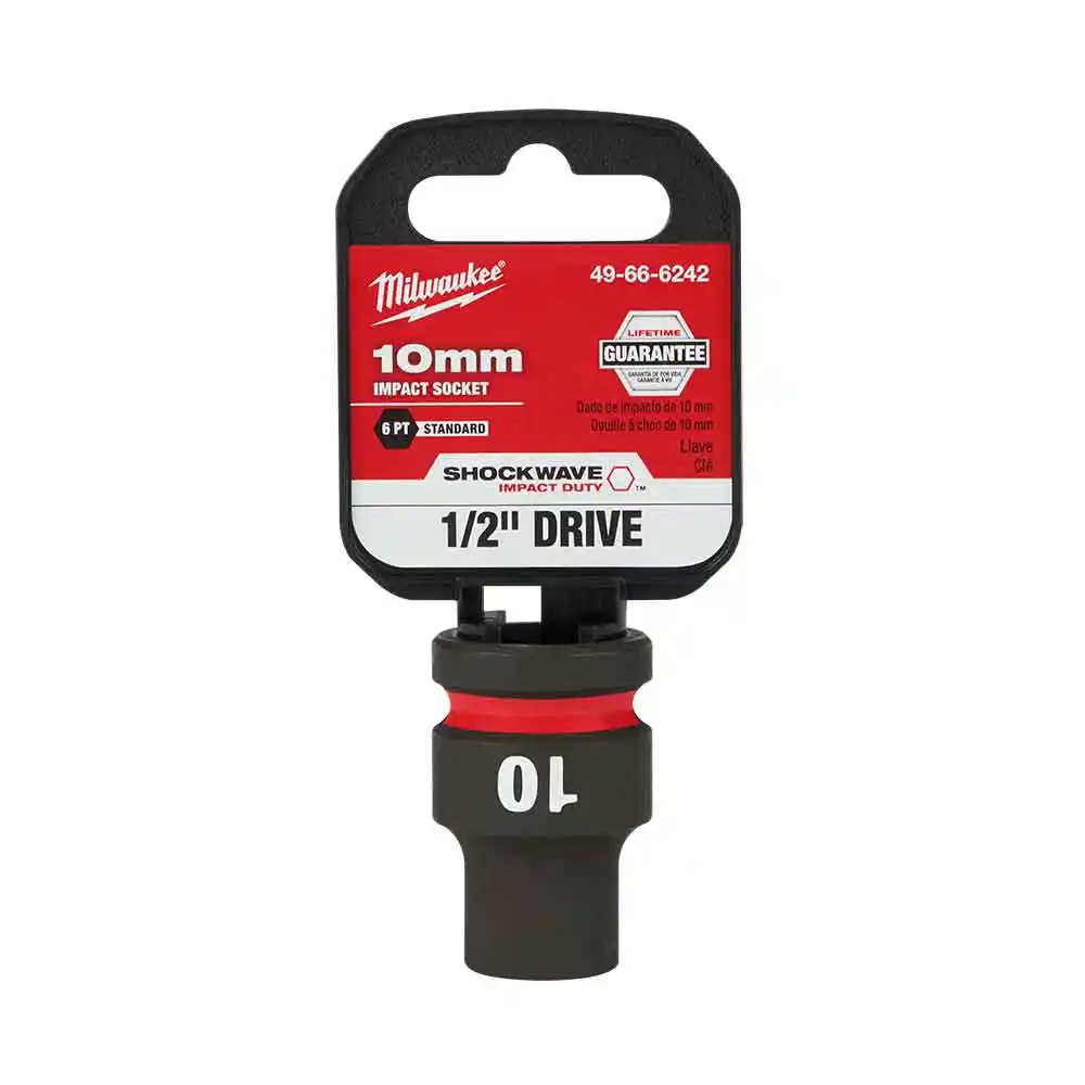 MILWAUKEE SHOCKWAVE 1/2" Drive 10mm Standard 6 Point Impact Socket 49666242