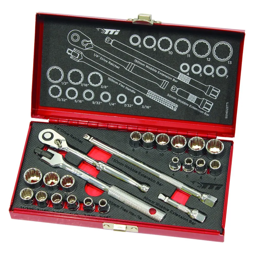 TTI 23 Piece 1/4inch Drive AF/Metric Socket Set SS14D23TTI