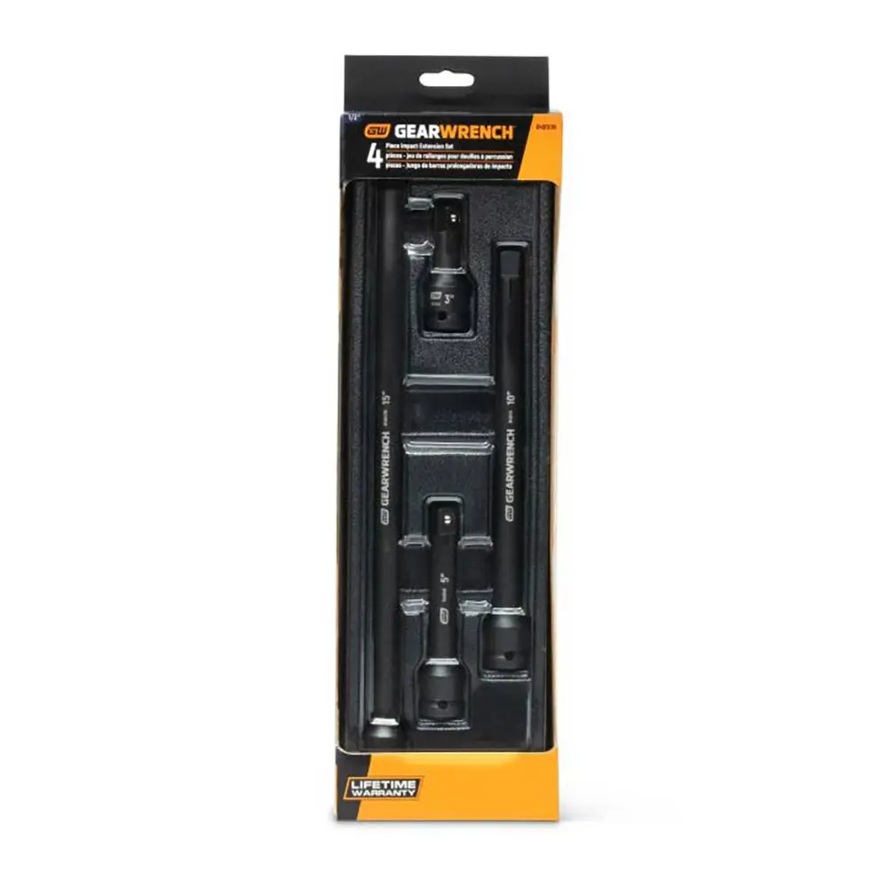 GEARWRENCH 1/2" Drive 3",5", 10" & 15" Impact Extension Socket Set - 4 Piece 84950N
