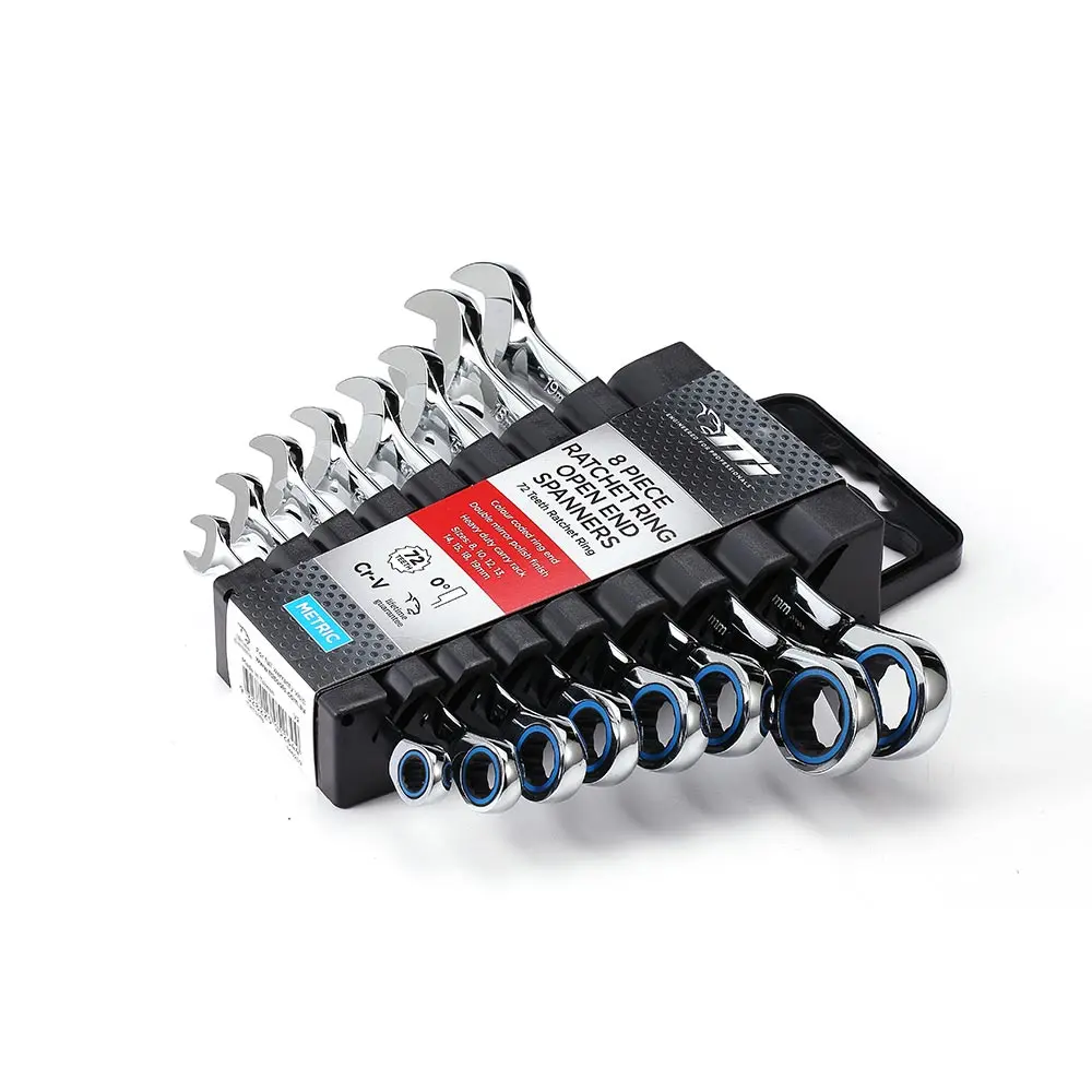 TTI 72T Metric Ratcheting Ring/Open-End Spanner Set - 8 Piece TRTSM8