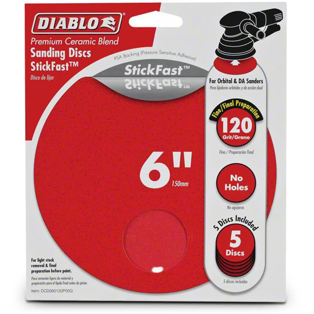 DIABLO 150mm 120-Grit PSA Adhesive Backed Sanding Disc - 5 Piece 2610028893