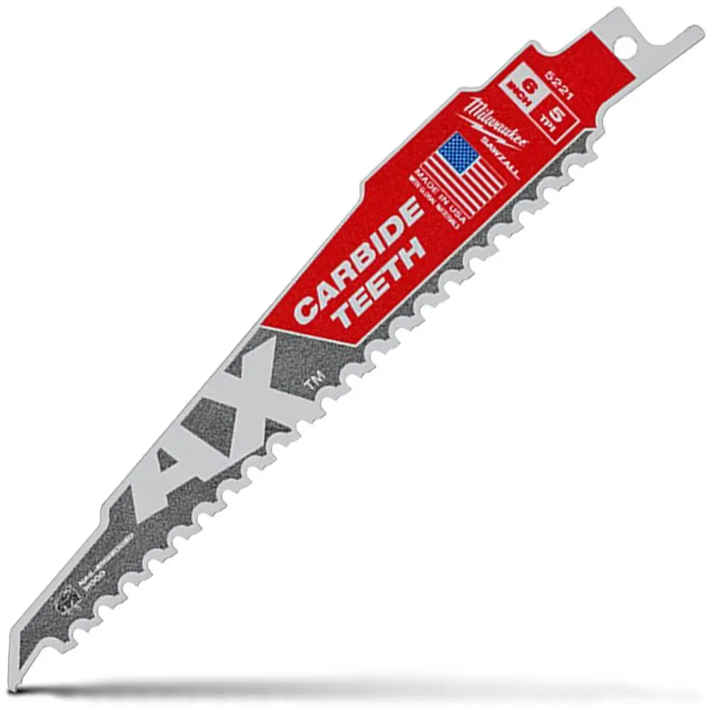 MILWAUKEE 150mm 5TPI TCT Reciprocating Saw Blade for Wood/Nail Demolition - THE AX 48005221