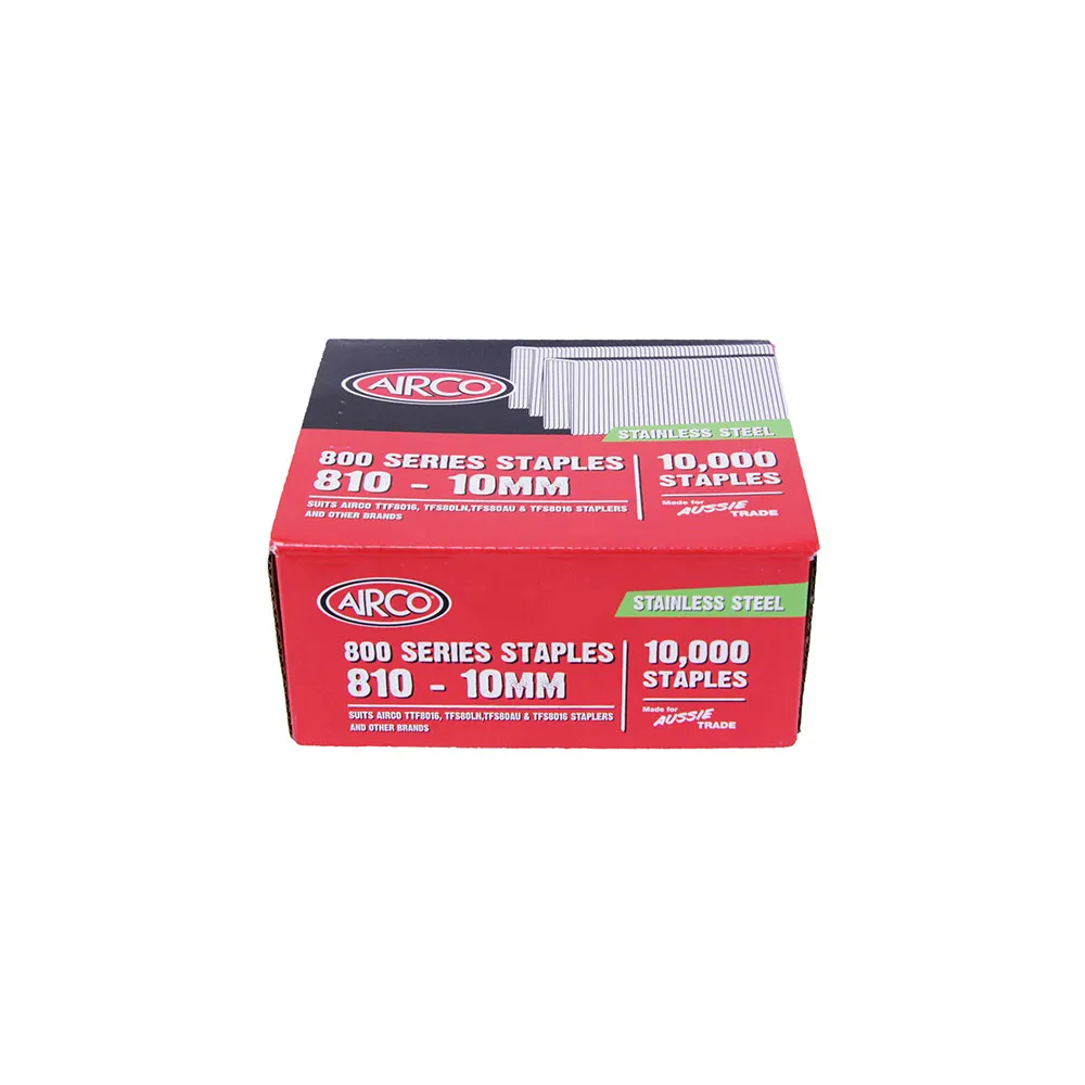 AIRCO 800 Series Staples 304 Grade Stainless Steel - 10mm Box of 10000 SF80103