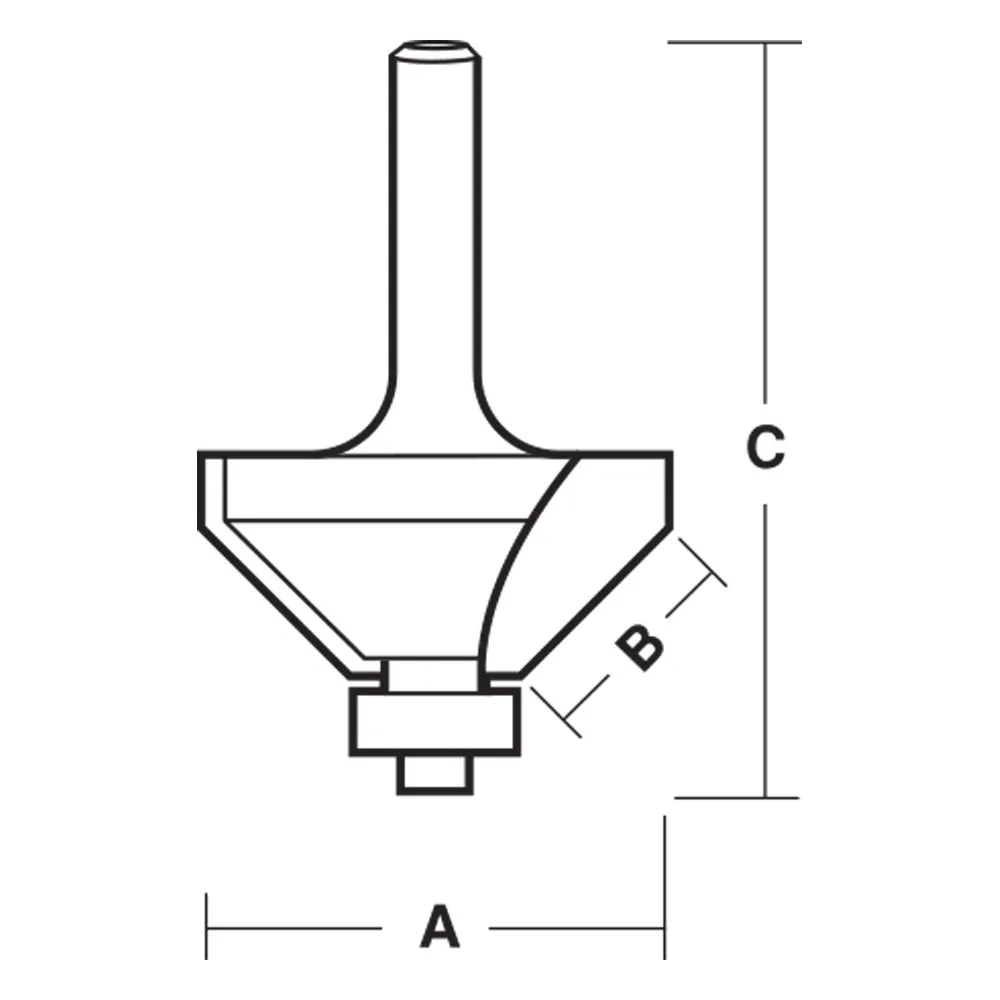 ECONOCUT Router Bit TCT Chamfering 45-Degree 32mm 1/2inch -Shank EY 916 B 1/2