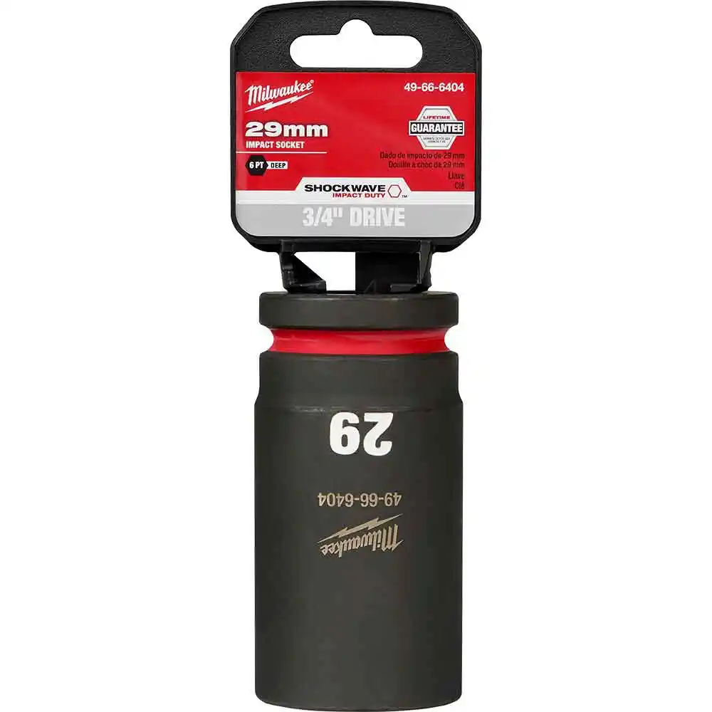 MILWAUKEE SHOCKWAVE 3/4inch Drive 29mm Deep 6 Point Impact Socket 49666404