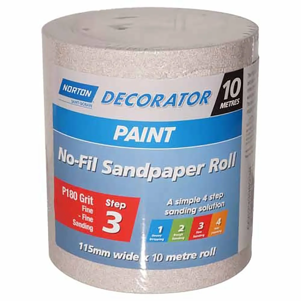 NORTON 115mm x 10m 180-Grit Sanding Roll for Paint - DECORATOR