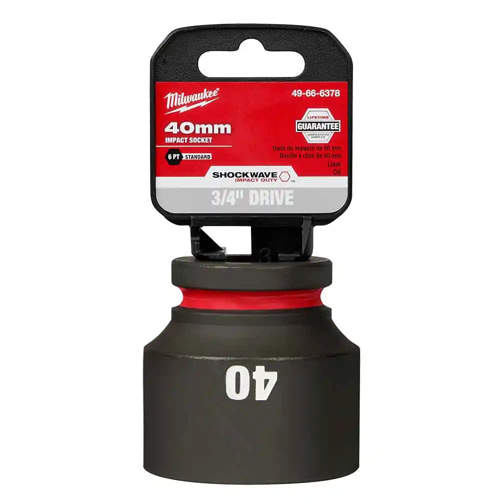 MILWAUKEE SHOCKWAVE 3/4inch Drive 40mm Standard 6 Point Impact Socket 49666378
