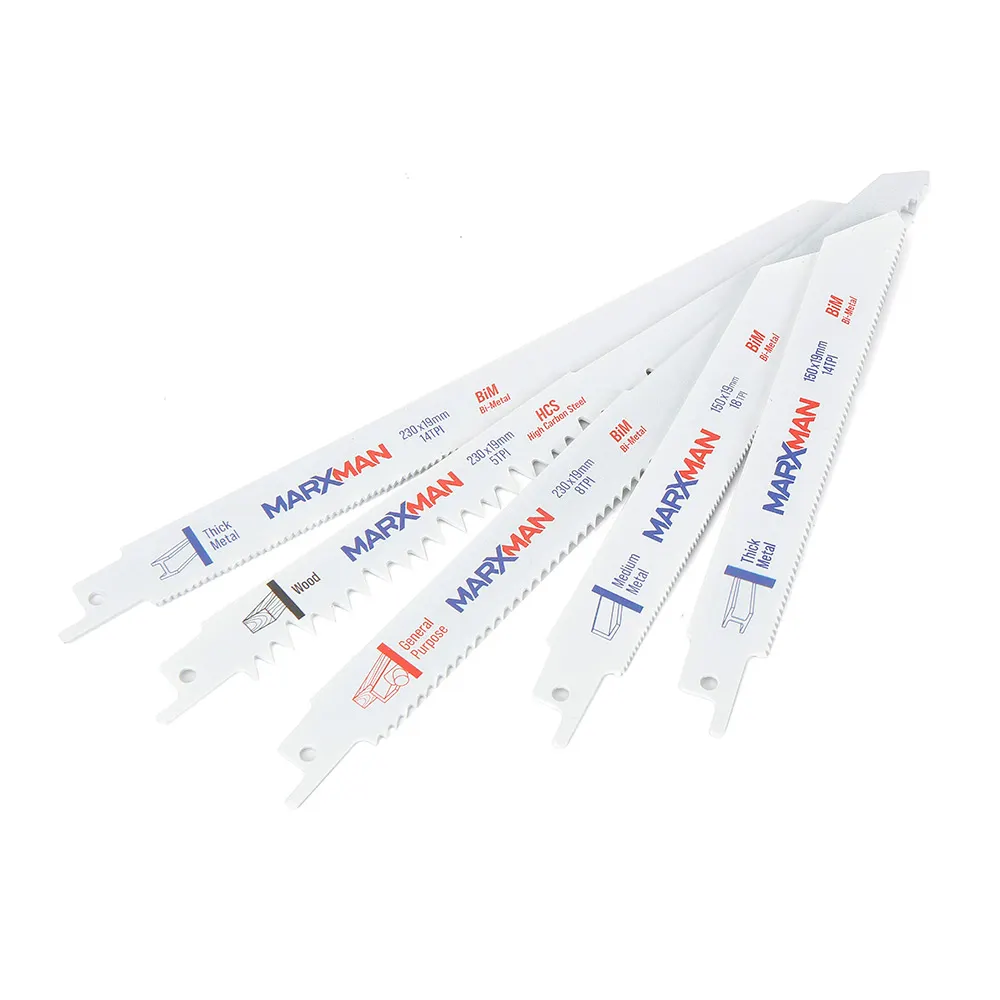 MARXMAN Reciprocating Saw Blade Set For Wood & Metal Cutting 5 Piece MRSBS5PC