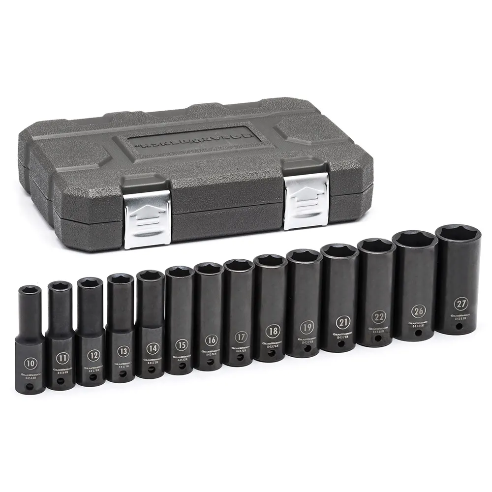 GEARWRENCH 14 pcs 1/2inch Drive 6 Point Metric Deep Impact Socket Set 84955N