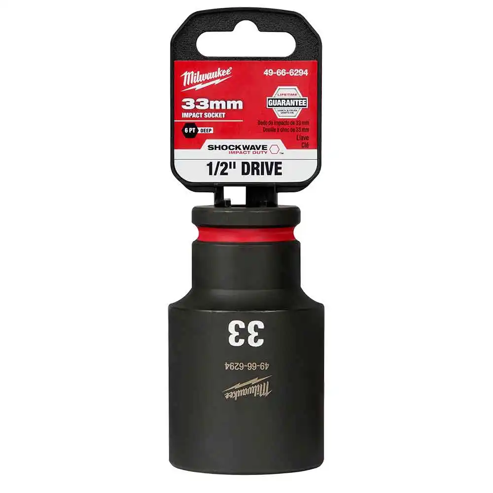 MILWAUKEE SHOCKWAVE 1/2inch Drive 33mm Deep 6 Point Impact Socket 49666294