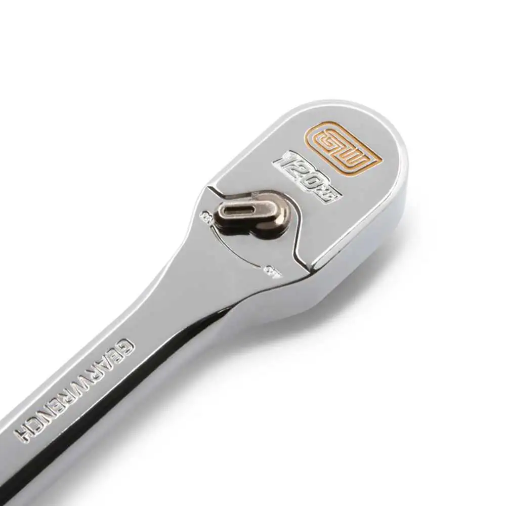 GEARWRENCH 1/4inch Drive 120XP Full Polish Chrome Extra Long Handle Teardrop Ratchet 81034XP