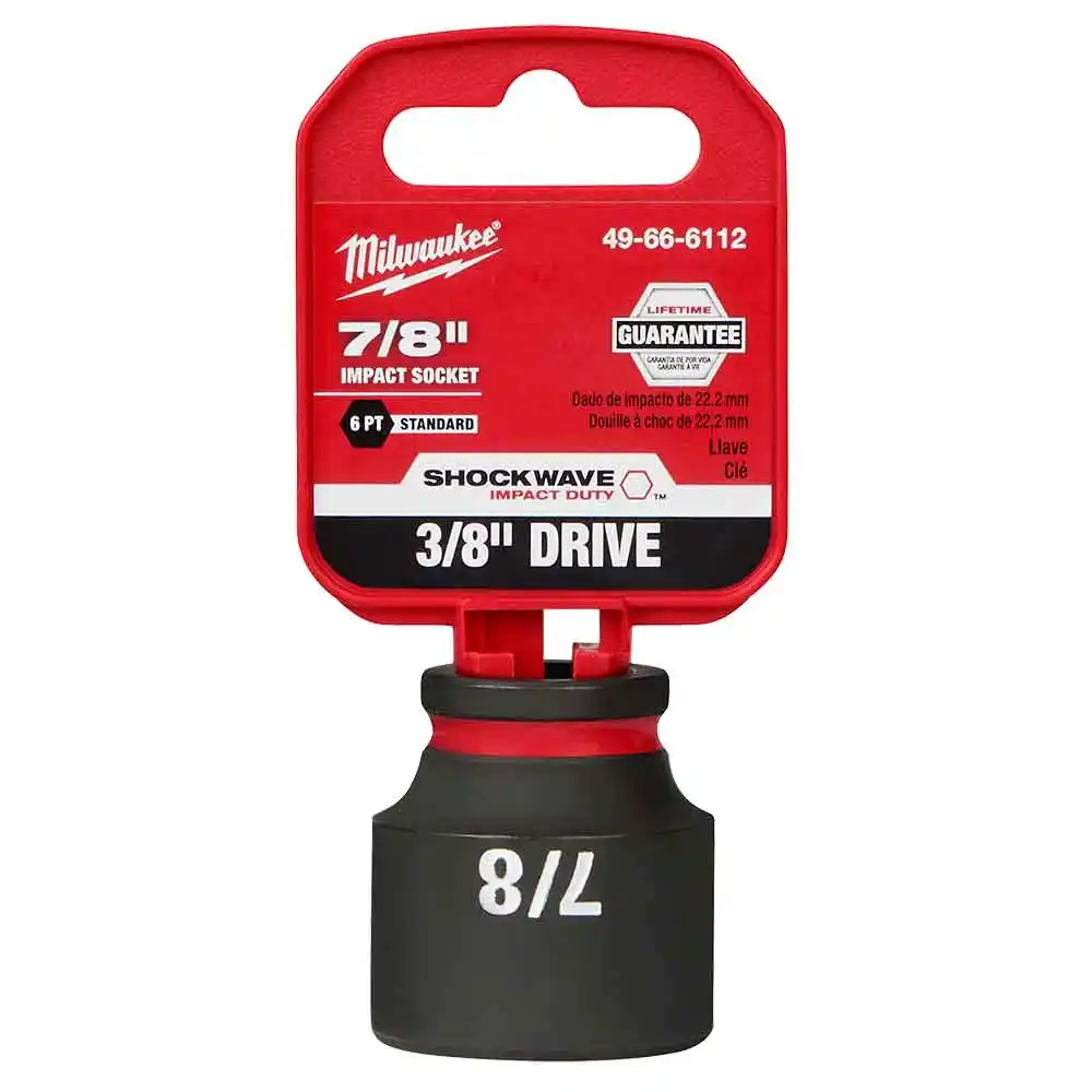 MILWAUKEE SHOCKWAVE 3/8" Drive 7/8" Standard 6 Point Impact Socket 49666112