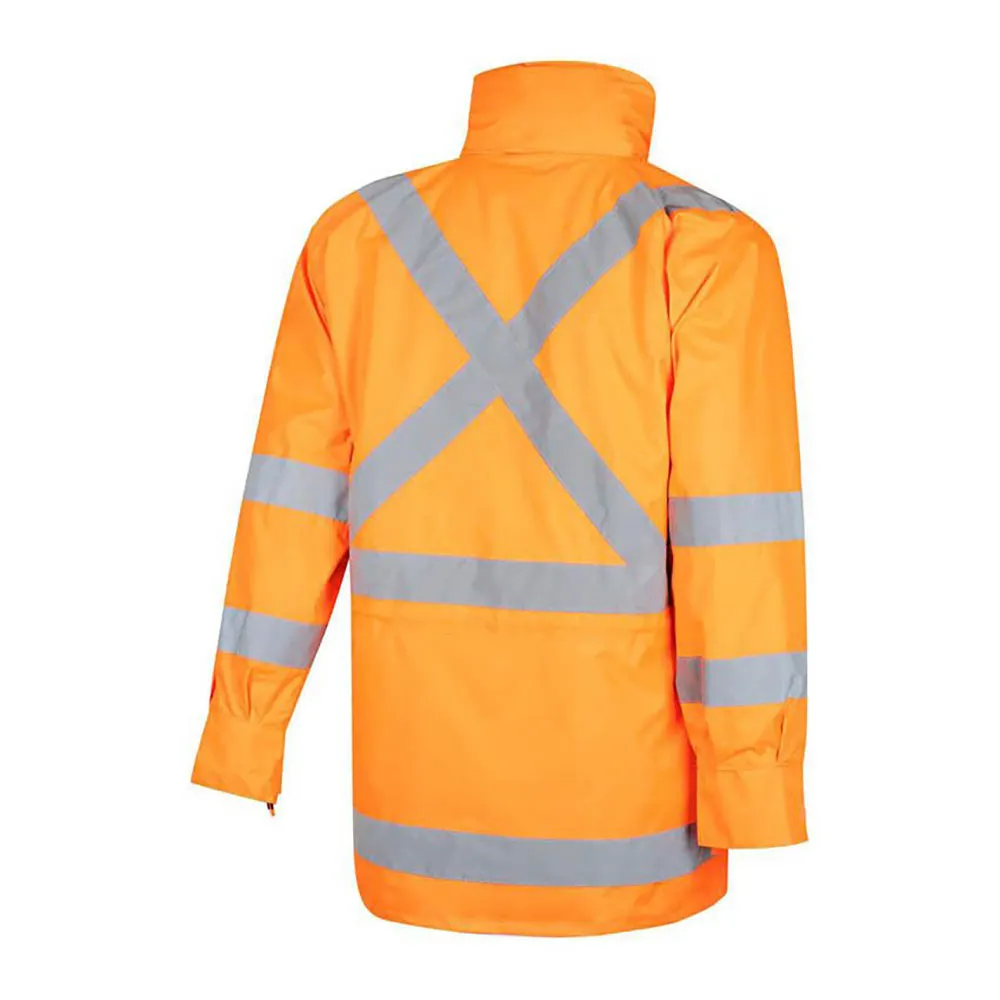 WORKIT Hi Vis 2 Tone 5 in 1 Waterproof Biomotion X-Back Rail Taped Jacket Orange 3004XO2XL