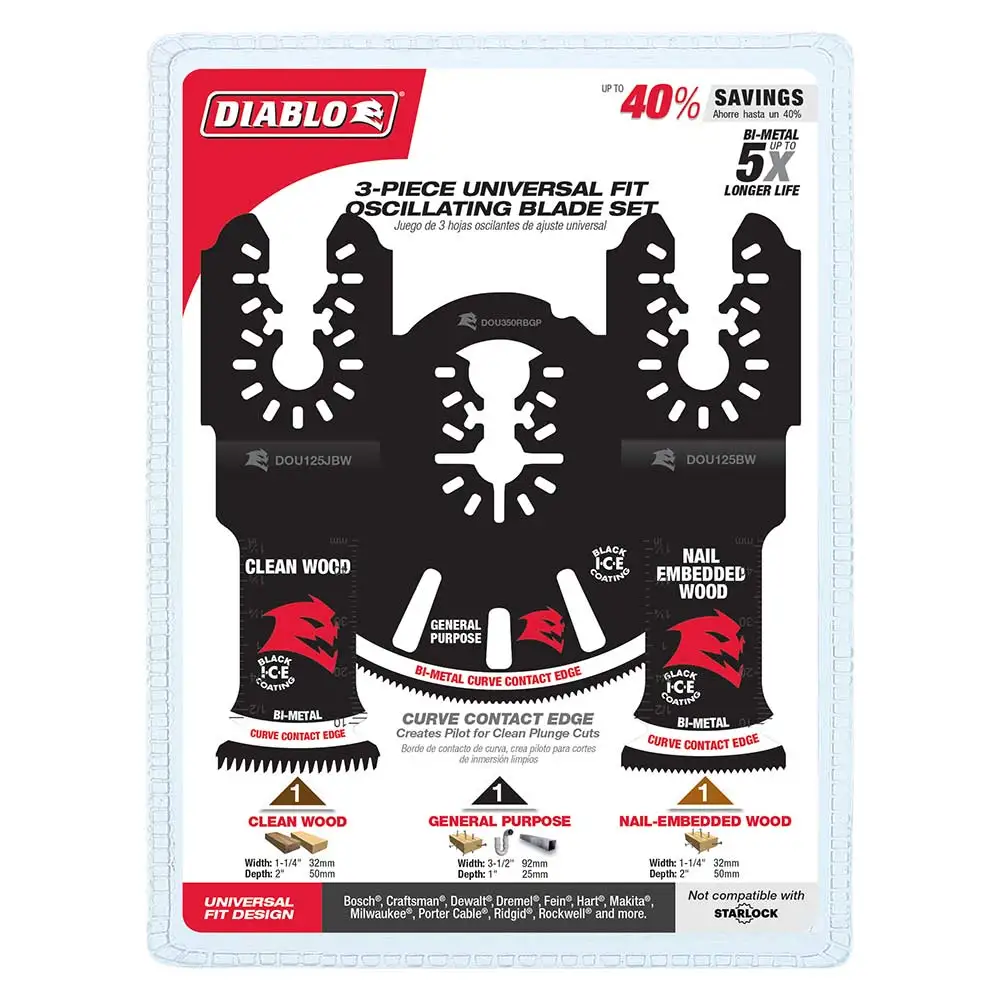 DIABLO Universal Fit Bi-Metal Multi-Tool Blade Set 3 Piece 2608F02300
