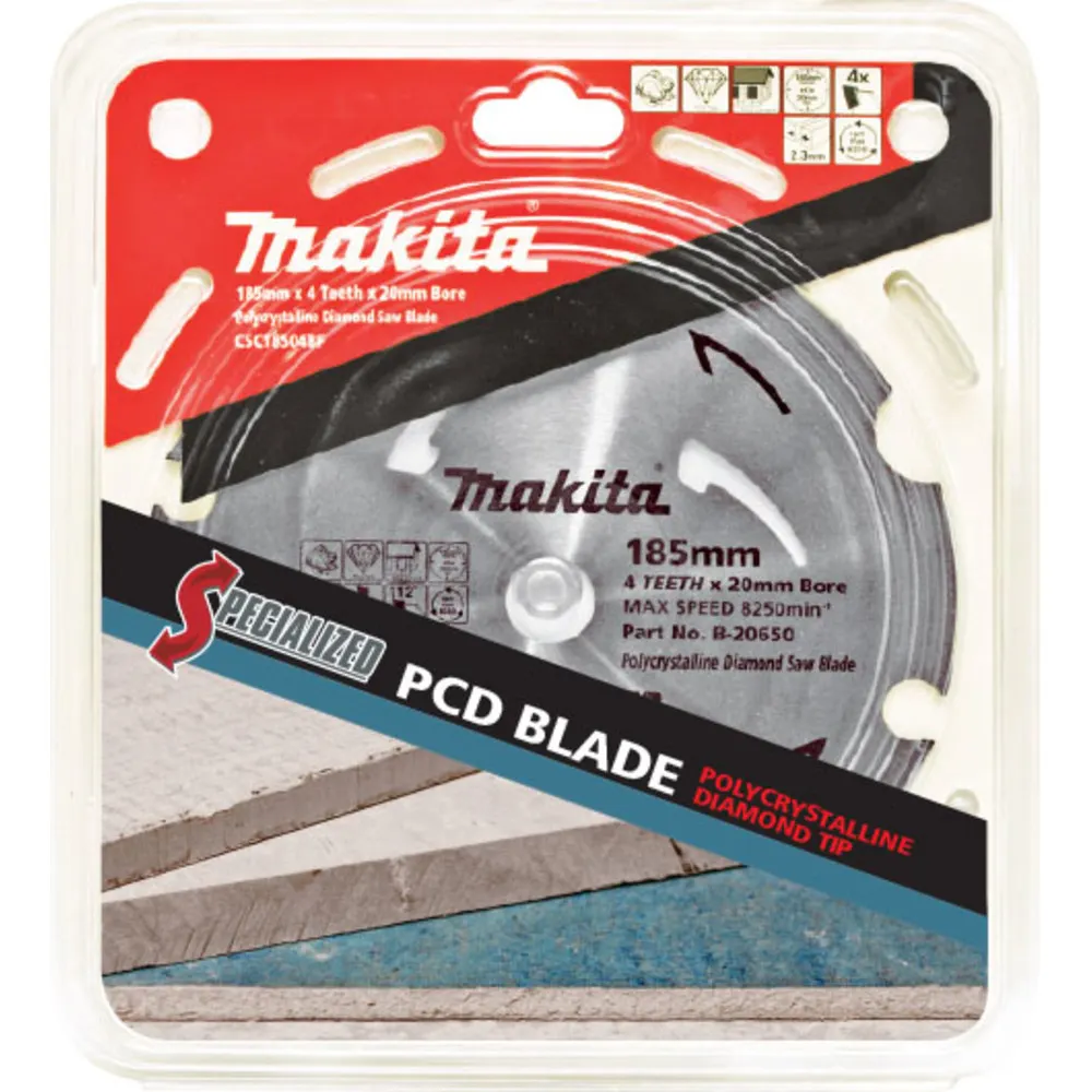 MAKITA 185mm 4T PCD Circular Saw Blade for Fibre Cement Cutting - SPECIALIZED