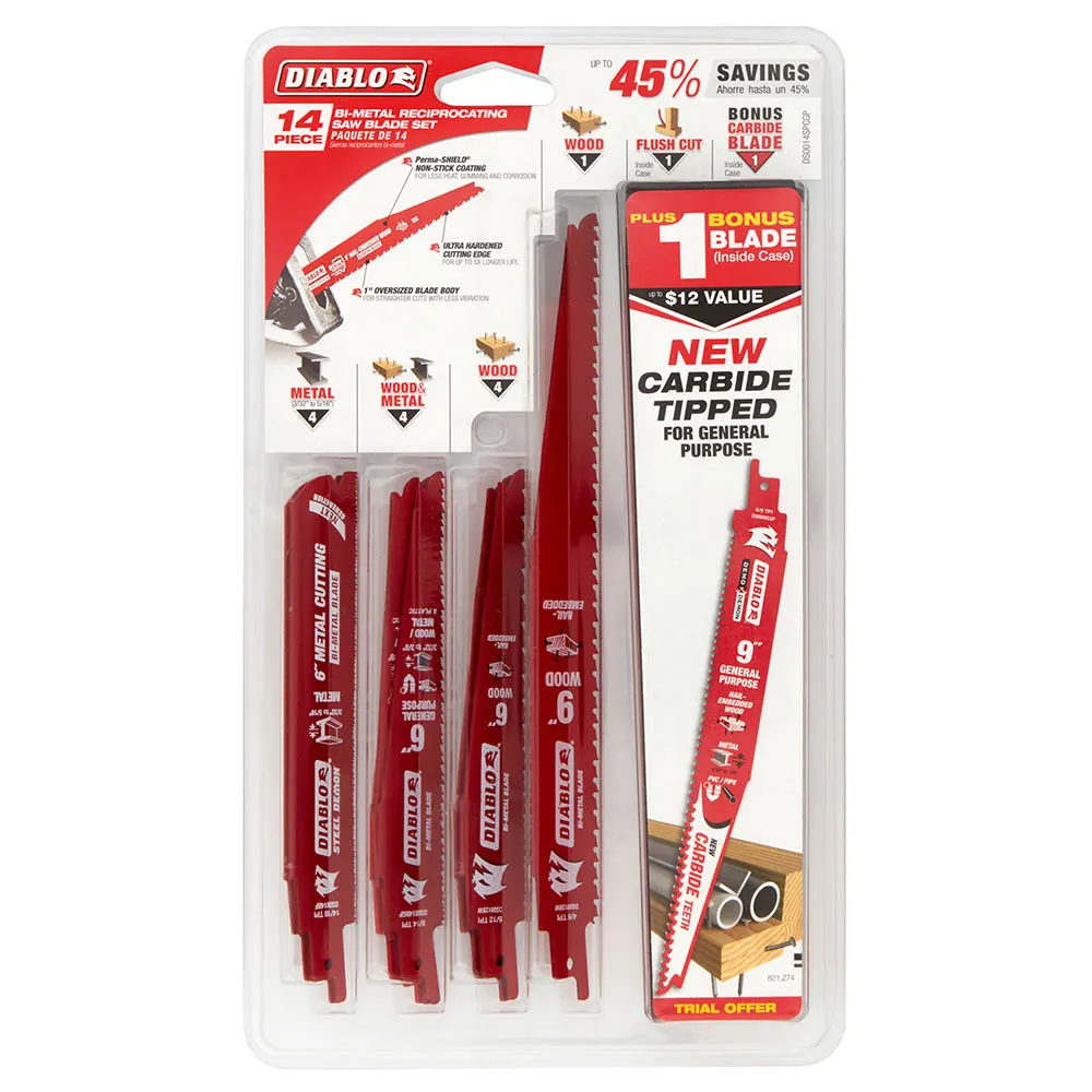 DIABLO 14 Piece Recip Set + General Purpose 9" TCT - Promo 2610052724