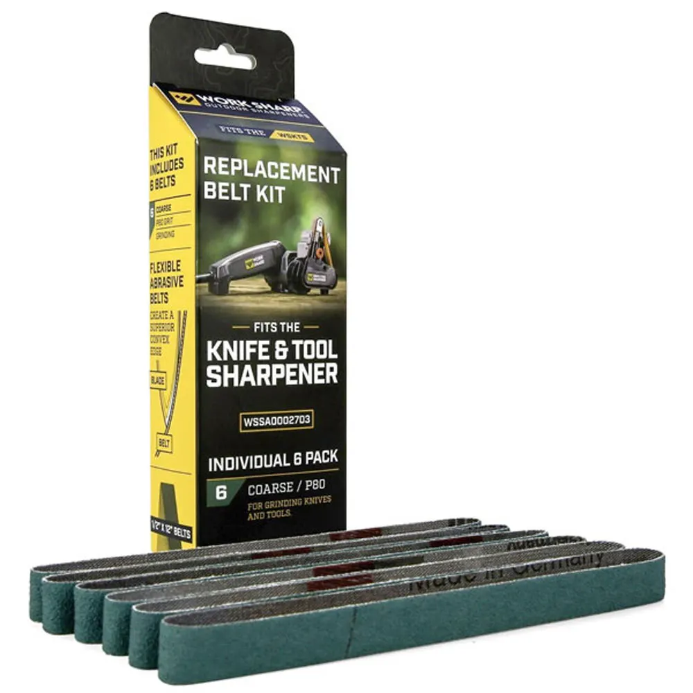 WORK SHARP P80 Grit Replacement Belt Pack Suits WSKTS-2 - 6 Piece WSSA0002703