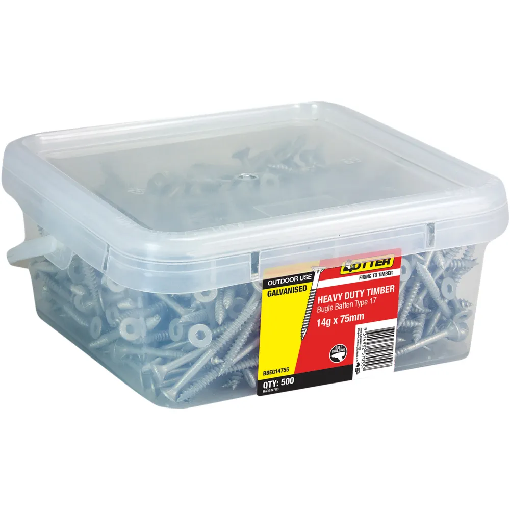 OTTER 500 Box 14g x 75mm Batten Bugle Screw T17 Galv BBEG14755