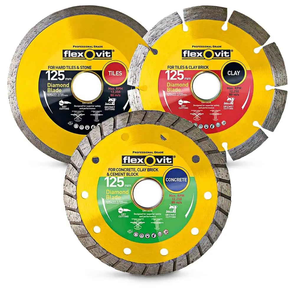 FLEXOVIT 125mm Diamond Blade Set - 3 Piece