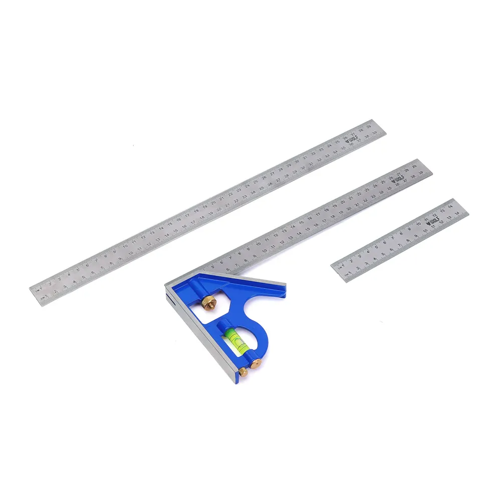 WOLF 150mm, 300mm and 400mm Metal Blue Handle Combination Square WSC3PC